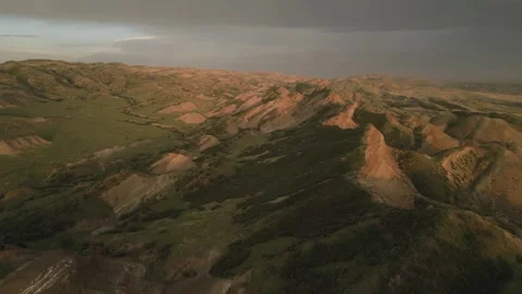 Aerial fly over rainbow or red mountains, colorful layers of the Rainbow Mo.. Stock-Footage 309105346