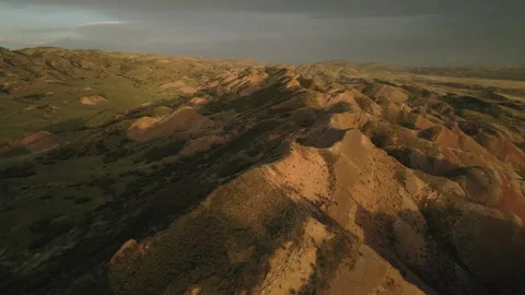 Aerial fly over rainbow or red mountains, colorful layers of the Rainbow hi.. Vídeo Stock 309200515