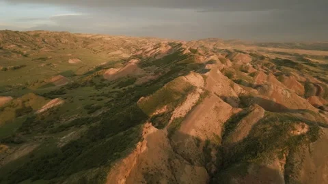 Aerial fly over rainbow or red mountains, colorful layers of the Rainbow Mo.. Stock-Footage 334302492