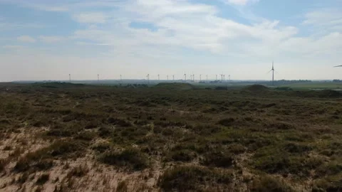 Aerial fly over towards Wind Farm in County Wexford. Video stock 155308000