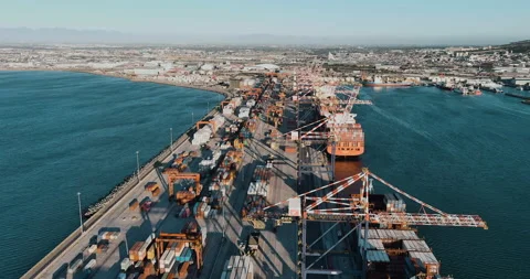 Aerial fly over.Containers and Container... | Stock Video | Pond5