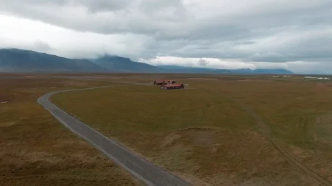 Aerial fly through view of a farming community in West Iceland Stock Footage 118430450