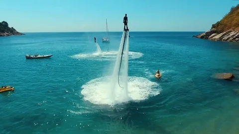 Aerial: Flyboard heroes. Stock Footage 70452560