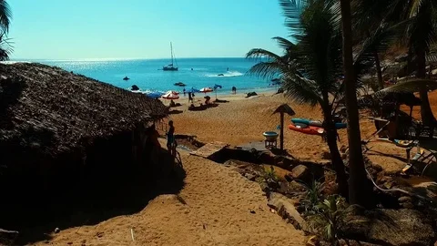 Aerial: Flyboarding on the beach. Stock Footage 70452148