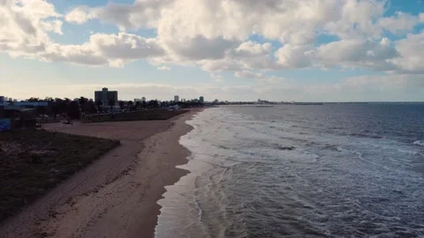 Aerial flyby over beach Stock Footage 152815420