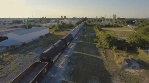 Aerial Flying alongside Train Stock Footage 67562747