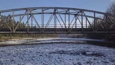 AERIAL | Flying below the old bridge (source footage) Stock Footage 83286744