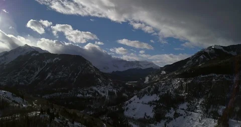 Aerial: flying between Silver Mountain and Sunshine Mountain near Telluride, CO Video stock 101860711