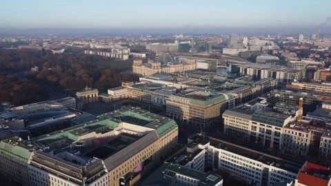 Aerial flying forward to Pariser Platz in historic center of Berlin, Stock Footage 225438118