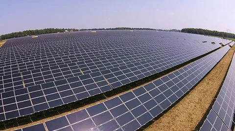 Aerial Flying Low Over A Solar Panel Farm Fly Over Stock Footage 41820976