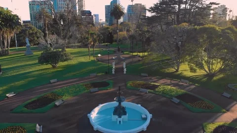 Aerial: Flying over Albert park, Auckland, New Zealand Video stock 160591366