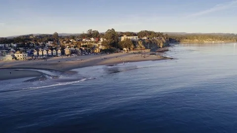 Aerial: flying over the Capitola beach in Santa Cruz, California, USA Stock Footage 83557230