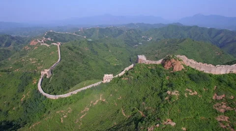 AERIAL FLYING OVER THE GREAT WALL OF CHINA Stock Footage 67204102
