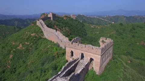 AERIAL FLYING OVER THE GREAT WALL OF CHINA Stock Footage 67205835