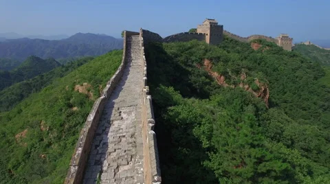 AERIAL FLYING OVER THE GREAT WALL OF CHINA Stock Footage 67207341
