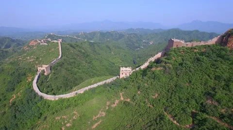 AERIAL FLYING OVER THE GREAT WALL OF CHINA Stock Footage 67213227