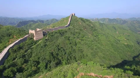 AERIAL FLYING OVER THE GREAT WALL OF CHINA Stock Footage 67216856