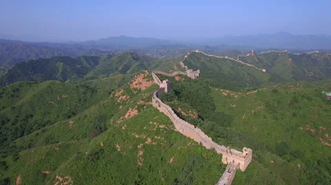 AERIAL FLYING OVER THE GREAT WALL OF CHINA Stock Footage 67219995