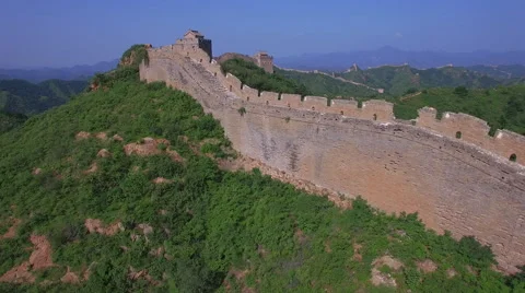 AERIAL FLYING OVER THE GREAT WALL OF CHINA Stock Footage 67232495