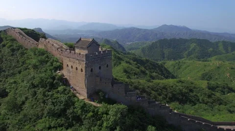 AERIAL FLYING OVER THE GREAT WALL OF CHINA Stock Footage 67239200