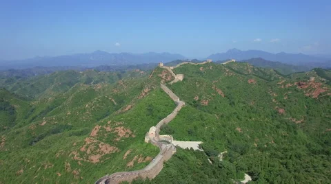 AERIAL FLYING OVER THE GREAT WALL OF CHINA Stock Footage 67254548