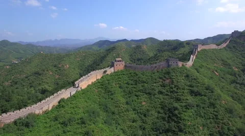 AERIAL FLYING OVER THE GREAT WALL OF CHINA Stock Footage 67262842