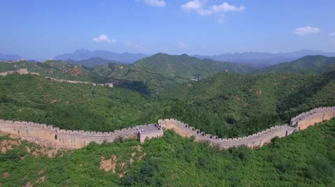 AERIAL FLYING OVER THE GREAT WALL OF CHINA Stock Footage 67266541