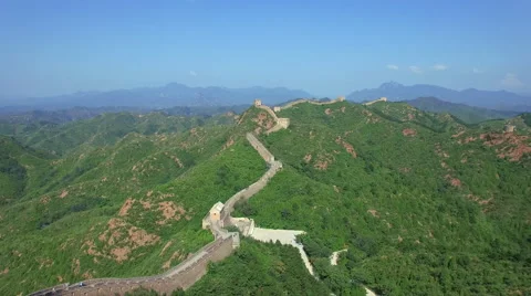 AERIAL FLYING OVER THE GREAT WALL OF CHINA Stock Footage 67281630