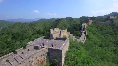 AERIAL FLYING OVER THE GREAT WALL OF CHINA Stock Footage 67285627