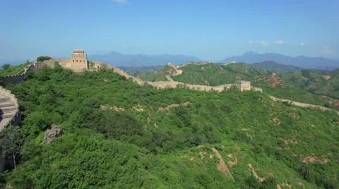 AERIAL FLYING OVER THE GREAT WALL OF CHINA Stock Footage 67294452