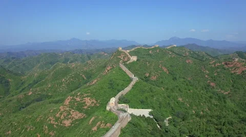 AERIAL FLYING OVER THE GREAT WALL OF CHINA Stock Footage 67299342