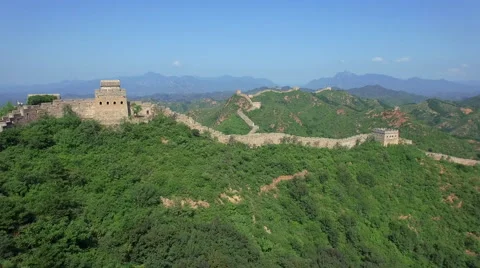 AERIAL FLYING OVER THE GREAT WALL OF CHINA Stock Footage 67302202