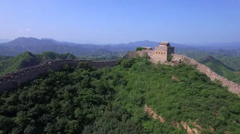 AERIAL FLYING OVER THE GREAT WALL OF CHINA Stock Footage 67311235