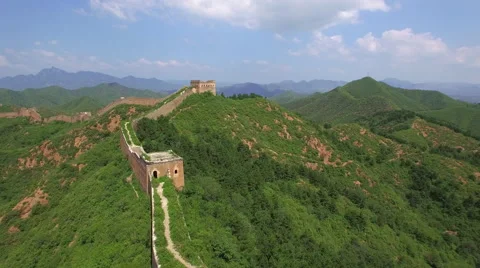 AERIAL FLYING OVER THE GREAT WALL OF CHINA Stock Footage 67327152