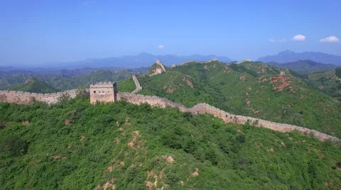 AERIAL FLYING OVER THE GREAT WALL OF CHINA Stock Footage 67335590