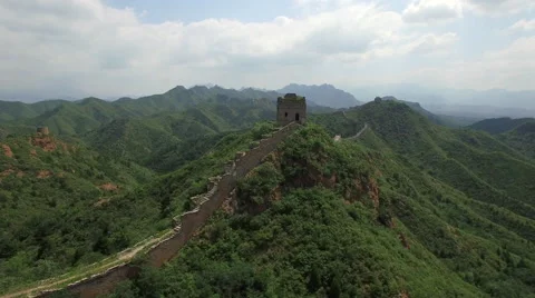 AERIAL FLYING OVER THE GREAT WALL OF CHINA Stock Footage 67337116