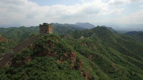 AERIAL FLYING OVER THE GREAT WALL OF CHINA Stock Footage 67339071