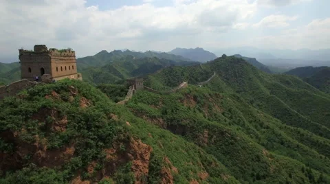 AERIAL FLYING OVER THE GREAT WALL OF CHINA Stock Footage 67341006