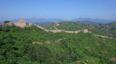 AERIAL FLYING OVER THE GREAT WALL OF CHINA Stock Footage 67343162