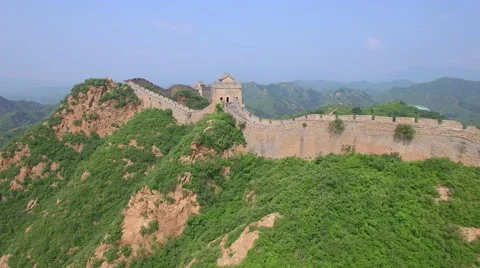 AERIAL FLYING OVER THE GREAT WALL OF CHINA Stock Footage 67347759