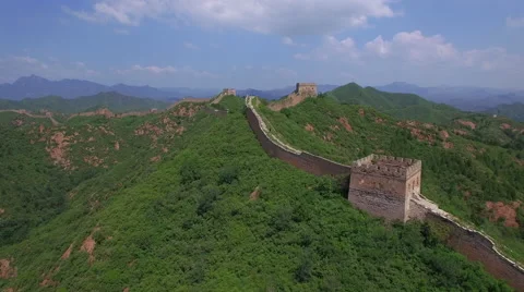 AERIAL FLYING OVER THE GREAT WALL OF CHINA Stock Footage 67366883