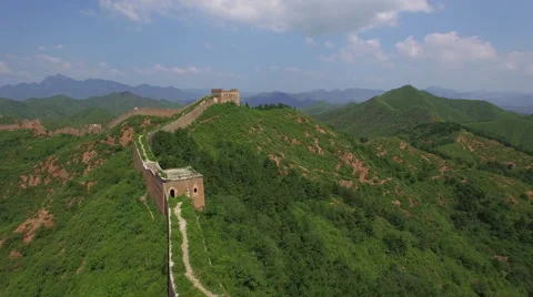 AERIAL FLYING OVER THE GREAT WALL OF CHINA Stock Footage 67368312