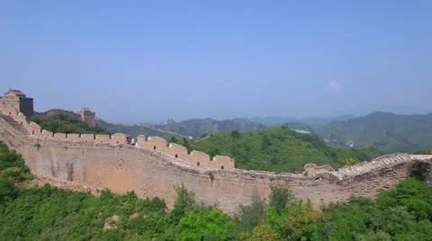 AERIAL FLYING OVER THE GREAT WALL OF CHINA Stock Footage 67370250