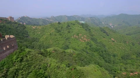AERIAL FLYING OVER THE GREAT WALL OF CHINA Stock Footage 67376858