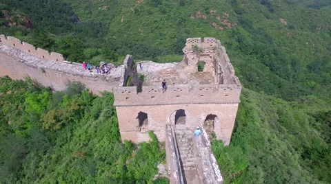 AERIAL FLYING OVER THE GREAT WALL OF CHINA Stock Footage 67383233