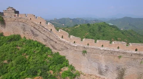 AERIAL FLYING OVER THE GREAT WALL OF CHINA Stock Footage 67384127