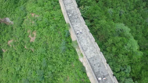 AERIAL FLYING OVER THE GREAT WALL OF CHINA Stock Footage 67387960