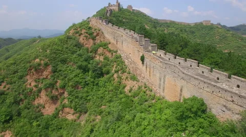 AERIAL FLYING OVER THE GREAT WALL OF CHINA Stock Footage 67388984