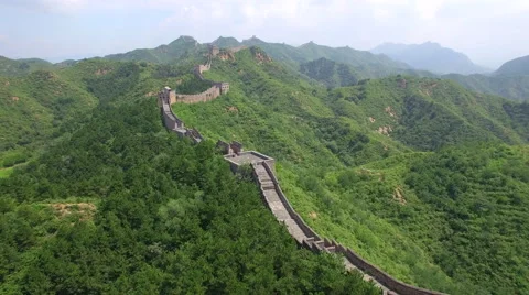 AERIAL FLYING OVER THE GREAT WALL OF CHINA Stock Footage 67390282