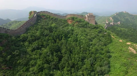 AERIAL FLYING OVER THE GREAT WALL OF CHINA Stock Footage 67394293